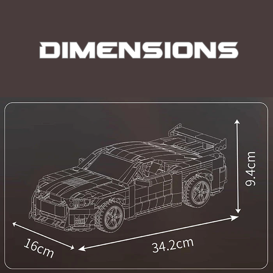 mabriq.fr - Shelby GT500 - Dimensions - Brique de construction - compatible autres marques