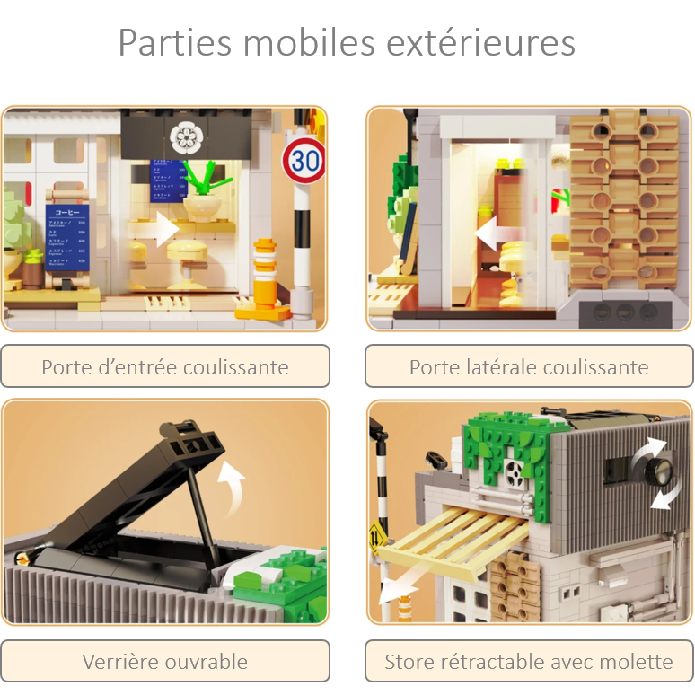 mabriq.fr -Café japonais - Parties mobiles extérieures - Brique de construction - compatible autres marques