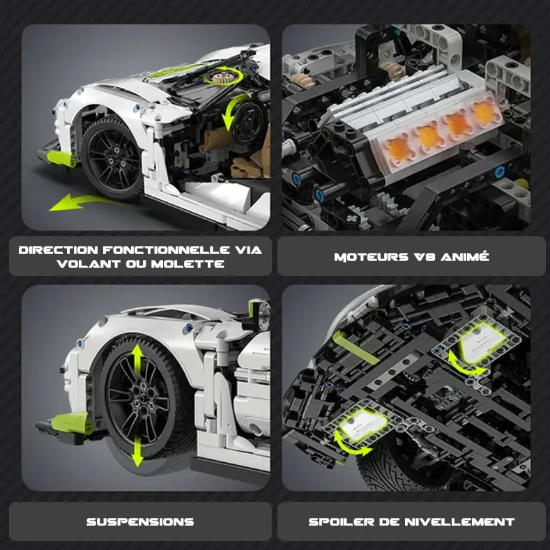 mabriq.fr - Fantasma Hypercar - Fonctions 2 - Brique de construction - compatible autres marques