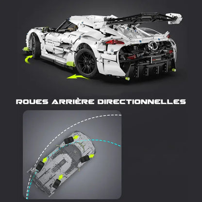 mabriq.fr - Fantasma Hypercar - Roues arrières directionnelles - Brique de construction - compatible autres marques